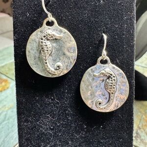 Silver Toned Seahorse Earrings